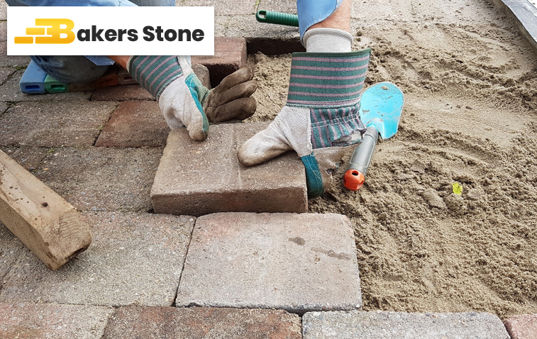 Installation of pavers on a sloped driveway